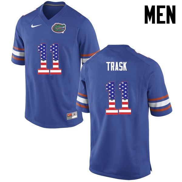 Florida Gators Men #11 Kyle Trask College Football Jersey USA Flag Fashion Blue